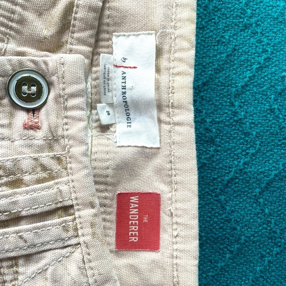 Anthropologie Pilcro The Wanderer Utility Pants  Women Size 26 Beige Button Fly - Picture 7 of 9